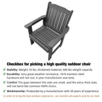 HDPE Patio Dinning Chair, Outdoor Chair with 18/8 Stainless Steel Hardware, Heavy Duty 600 LBS, for Outdoor Patio Garden Yard (Gray)