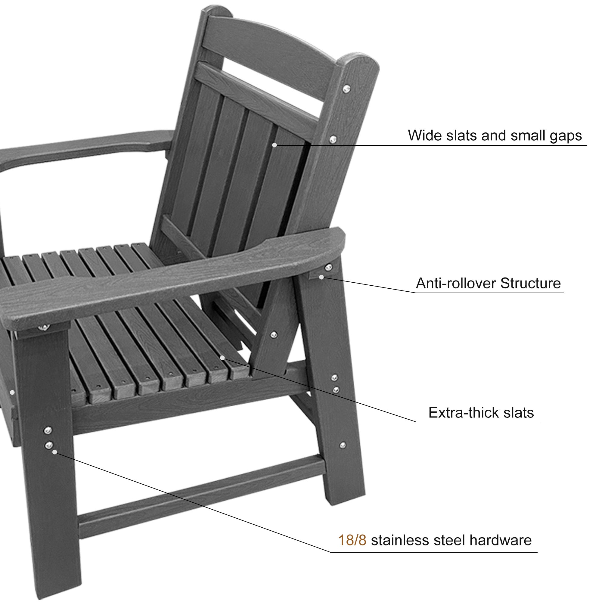 HDPE Patio Dining Chair, Slat Back, Weather Resistant, for Outdoor, Garden, Yard (1 Piece - Chair)