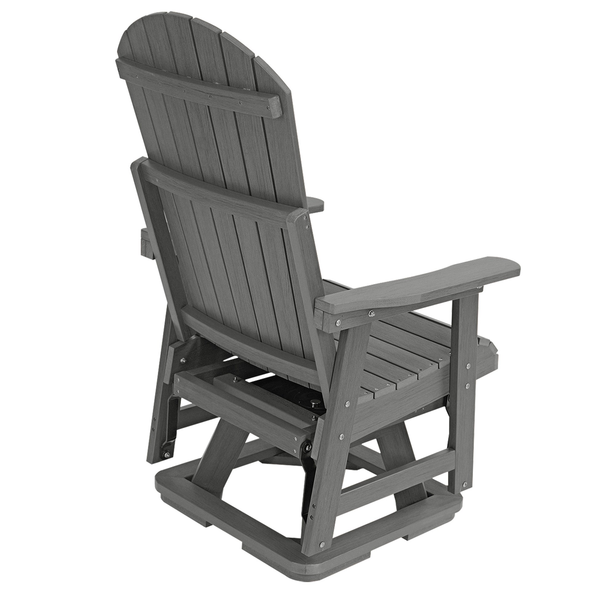 HIPS Swivel Patio Glider, Poly Lumber Weather Resistant Outdoor Chair, for Patio, Porch, Yard (Gray)