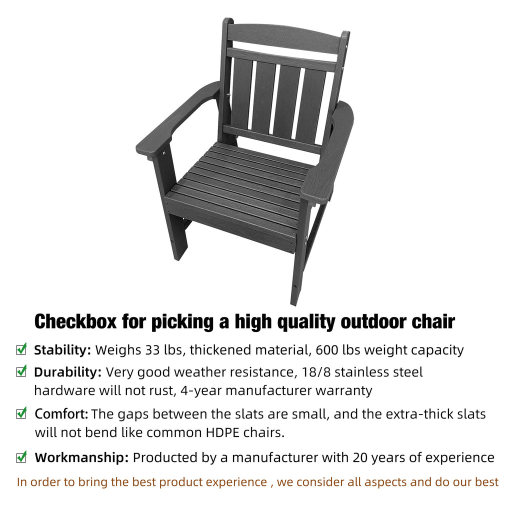 HDPE Patio Dining Chair, Slat Back, Weather Resistant, for Outdoor, Garden, Yard (1 Piece - Chair)