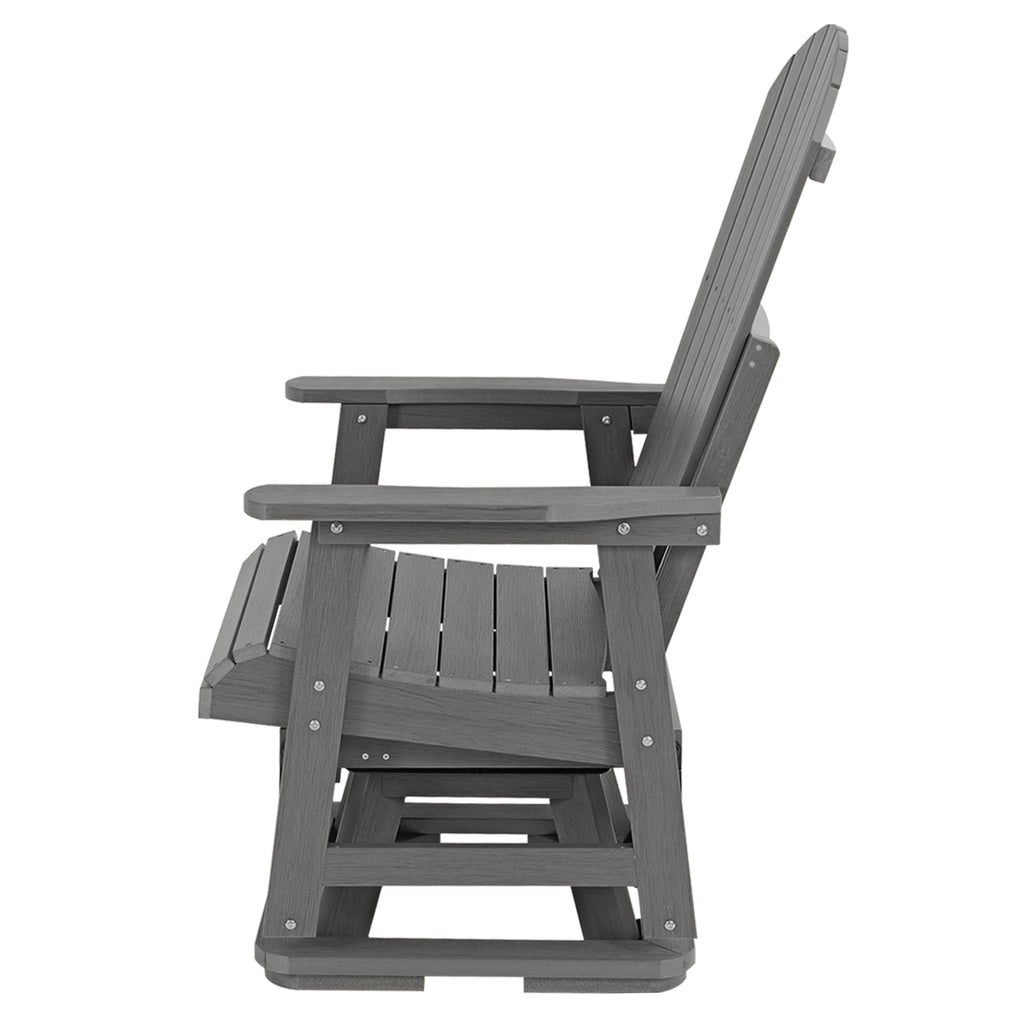 HIPS Swivel Patio Glider, Poly Lumber Weather Resistant Outdoor Chair, for Patio, Porch, Yard (Gray)
