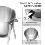 Fortune Candy Insulated Ice Bucket, Stainless Steel Ice Bucket with Ice Tongs, 2.8 L (Silver)