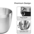 Fortune Candy Insulated Ice Bucket - Double Walled Stainless Steel Ice Bucket with Ice Tongs, Scoop, Lid, and Exclusive Handmade Nylon Holder - 2.8 L (Black)