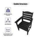 Poly Lumber Patio Dining Chair Set of Two, HIPS Outdoor Ladder Back Chair, Weather Resistant (Black, 2 Piece)