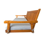 6 FT Wooden Porch Swing Bed with Thick Cushion – Outdoor Hanging Daybed for Patio or Porch, Solid Fir Wood Frame, Weather-Resistant, Heavy Duty 1000 LBS