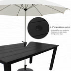 Poly Lumber Patio Dining Set, HIPS Outdoor Dining Table and Chairs, with Umbrella Hole, Weather Resistant (5 Piece, Black)