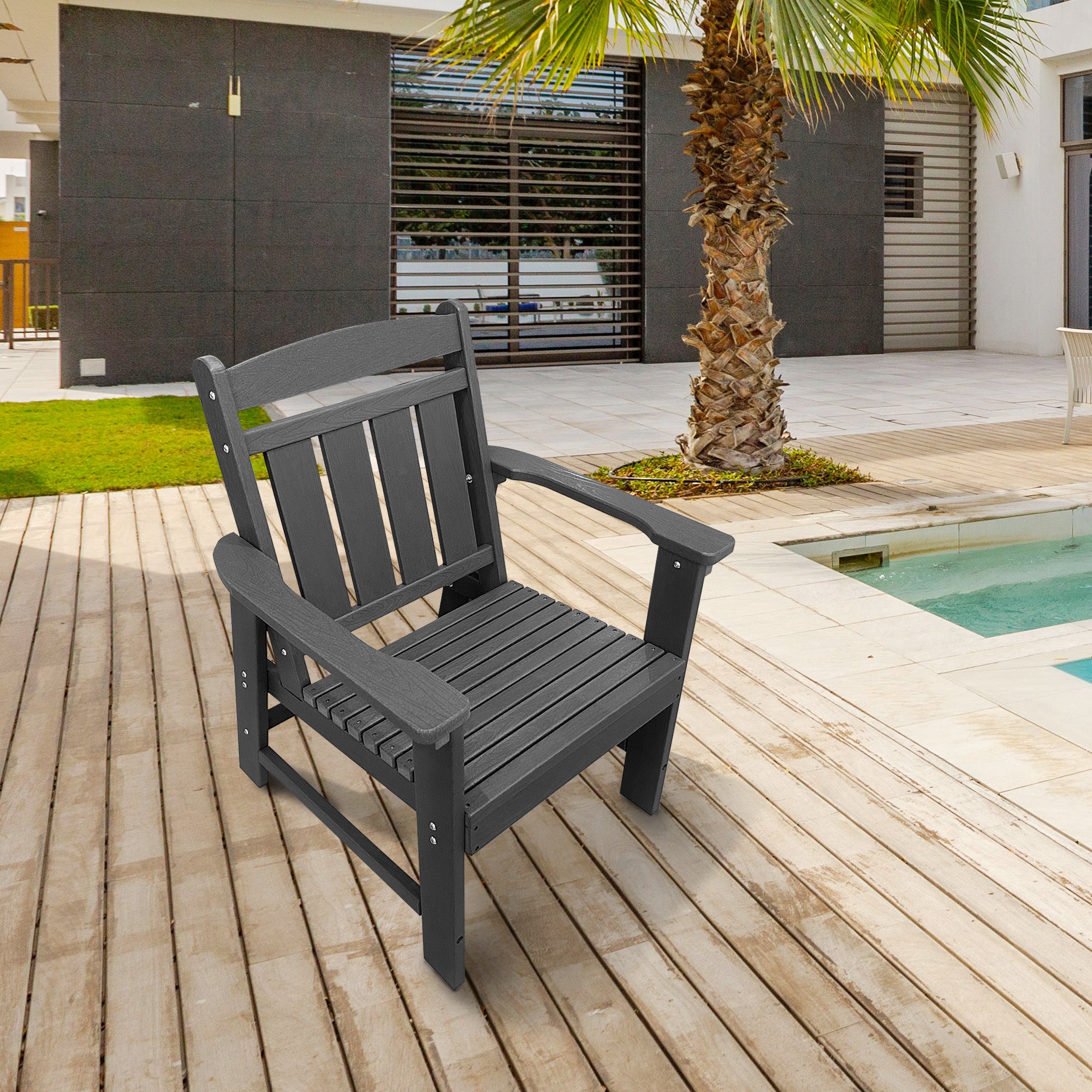 HDPE Patio Dining Chair, Slat Back, Weather Resistant, for Outdoor, Garden, Yard (1 Piece - Chair)