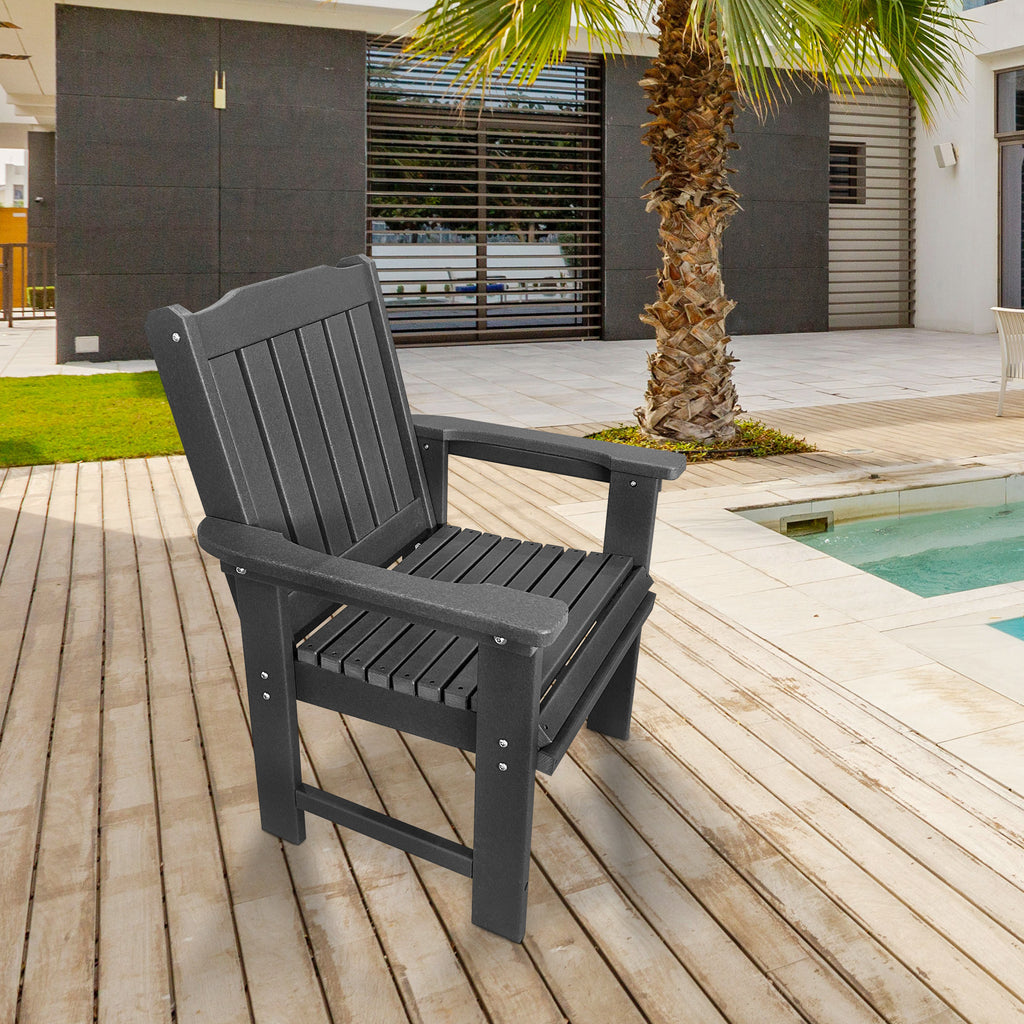 HDPE Patio Dinning Chair, Outdoor Chair with 18/8 Stainless Steel Hardware, Heavy Duty 600 LBS, for Outdoor Patio Garden Yard (Gray)