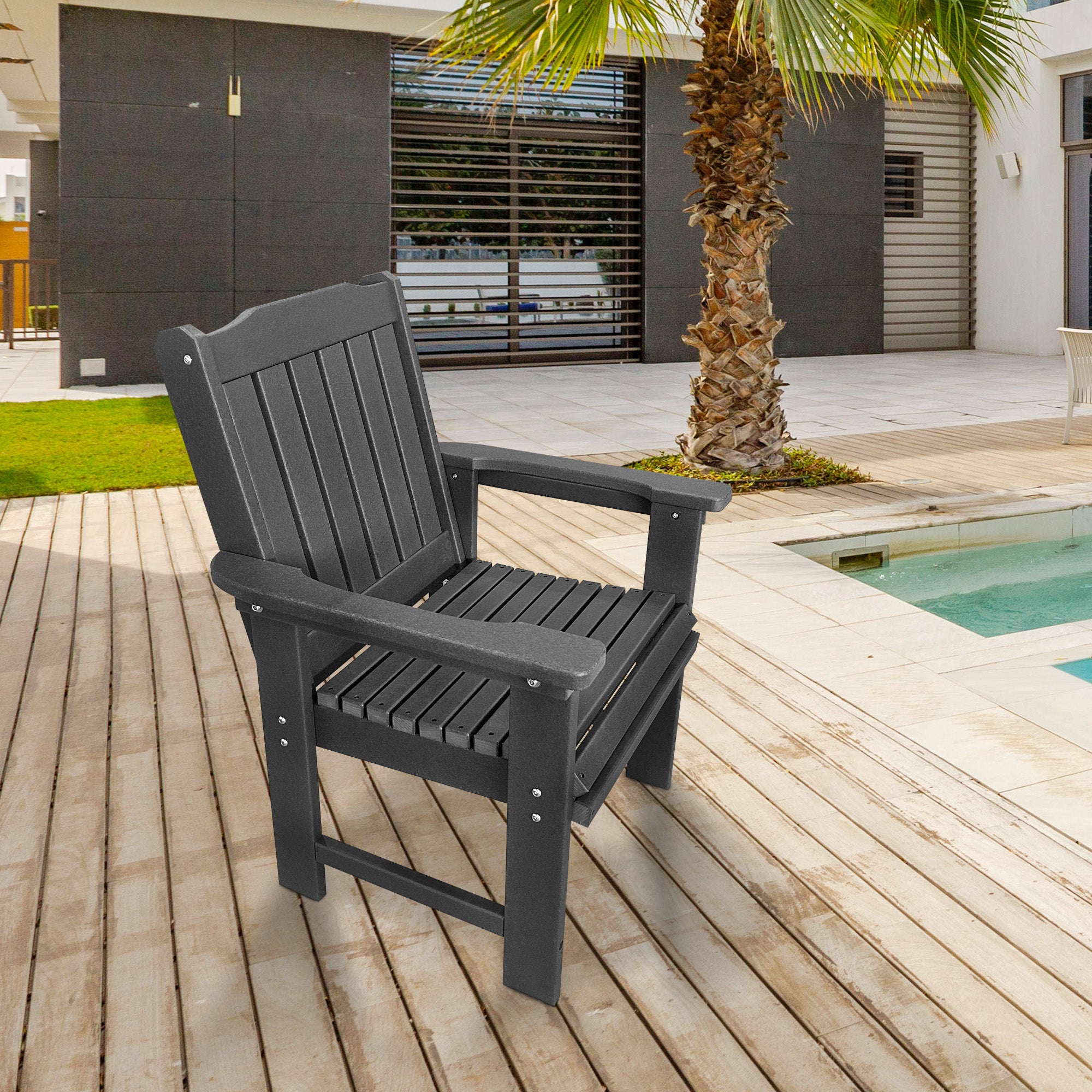 HDPE Patio Dinning Chair, Outdoor Chair with 18/8 Stainless Steel Hardware, Heavy Duty 600 LBS, for Outdoor Patio Garden Yard (Gray)