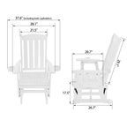 Wooden Patio Glider for One Person, with High Back and Deep Contoured Seat, Solid Fir Wood, Heavy Duty 600 LBS (Slat Back, White)
