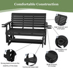HDPE Patio Glider, Poly Lumber Weather-Resistant Outdoor Glider Bench, for Patio, Porch, Yard,  (Black, 2-Seater)