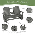 HIPS Patio Glider with Foldable Cup Holders, Durable Poly Lumber Material, All-Weather Resistant, High Backrest and Deep Contoured Seat, Heavy Duty 900 LB, for Outdoor, Porch, Patio (Gray, 3-Seat)