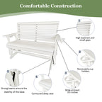 HDPE Patio Glider, Poly Lumber Weather-Resistant Outdoor Glider Bench, for Patio, Porch, Yard (Ivory White, 2-Seater)