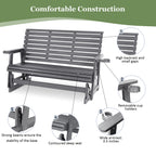 HIPS Patio Glider with Cup Holders, Durable Poly Lumber Material, All-Weather Resistant, High Backrest and Deep Contoured Seat, Ladder Back, Heavy Duty 900 LB, for Outdoor, Patio (Gray, 3-Seat)