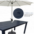 Modern HDPE Patio Dining Set, Poly Lumber Table and Chair, with Umbrella Hole, Weather Resistant, for Outdoor, Yard, Lawn (5 Piece, Navy Blue)