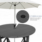 HDPE Patio Round Table 43 " All-Weather Outdoor Dining Table for Garden,Patio,Backyard