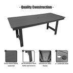 HDPE Patio Dining Table, with Umbrella Hole, Weather Resistant, for Outdoor, Garden, Yard (1 Piece - 70.7'' Table)