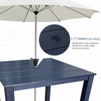 Poly Lumber Patio Dining Table, 36.2-Inches HIPS Outdoor Dining Table with Umbrella Hole, Weather Resistant (Navy Blue, 1 Piece)