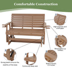 HDPE Patio Glider, Poly Lumber Weather-Resistant Outdoor Glider Bench, for Patio, Porch, Yard,  (Brown, 2-Seater)