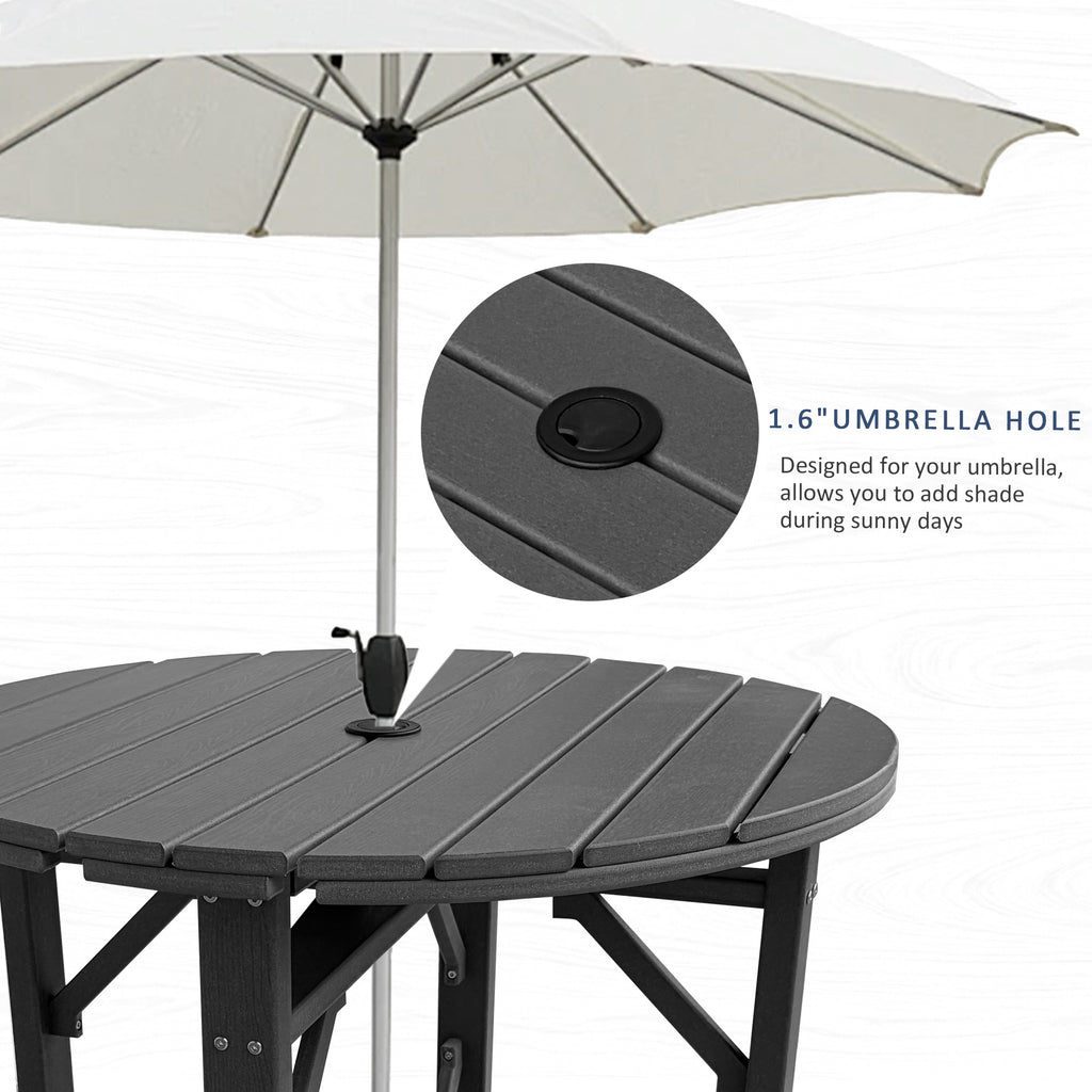 HDPE Patio Round Table 36 " All-Weather Outdoor Dining Table for Garden,Patio,Backyard
