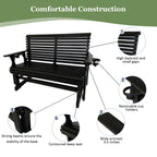 HDPE Patio Glider, Poly Lumber Weather-Resistant Outdoor Glider Bench, for Patio, Porch, Yard, Black