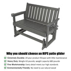 Poly Lumber Patio Glider, HIPS Material Weather-Resistant Swing Bench for Outdoor Porch Garden, Gray