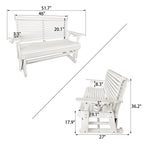 HDPE Patio Glider, Poly Lumber Weather-Resistant Outdoor Glider Bench, for Patio, Porch, Yard (Ivory White, 2-Seater)