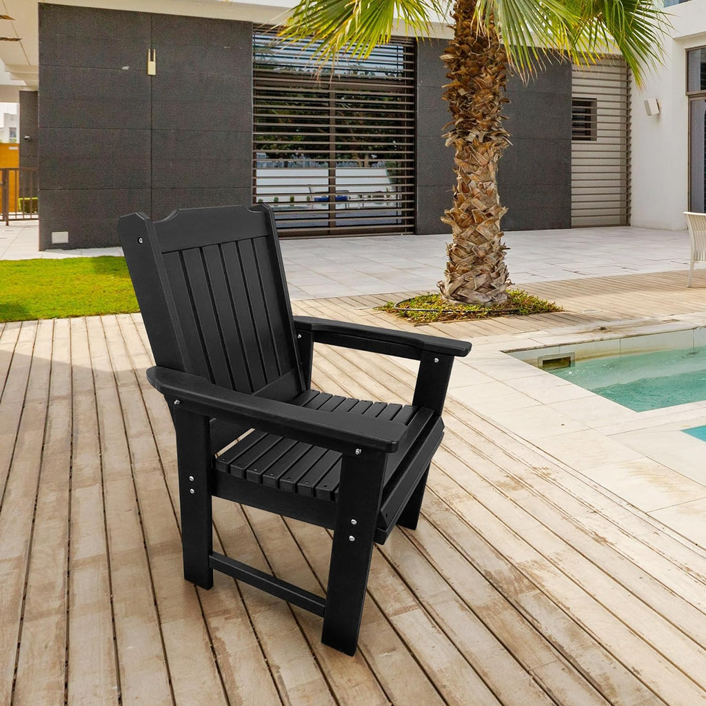 HDPE Patio Dinning Chair, Outdoor Chair with 18/8 Stainless Steel Hardware, Heavy Duty 600 LBS, for Outdoor Patio Garden Yard (Carbon Black)