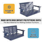 Poly Lumber 2-Seat Porch Swing, HIPS 4-Feet Bench Swing with Foldable Cup Holders,18/8 Stainless Steel Hardware, High Backrest and Deep Contoured Seat (Navy Blue, 4-feet)