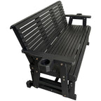 Patio Glider with Cup Holders, High Roll Back and Deep Contoured Seat, Heavy Duty 800 Lb (Black, 3-Seater)