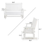 HIPS Patio Glider with Cup Holders, Durable Poly Lumber Material, All-Weather Resistant, High Backrest and Deep Contoured Seat, Heavy Duty 900 LB, for Outdoor, Porch, Patio (Ivory White, 3-Seat)