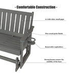 Poly Lumber Patio Glider, HIPS Material Weather-Resistant Swing Bench for Outdoor Porch Garden, Gray