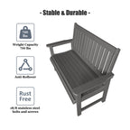 Poly Lumber Outdoor Bench, HIPS All-Weather Bench, Never Rots or Fades, for Patio, Porch, Garden and Park, 700 lbs Weight Capacity (Gray, 44-inch)