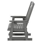 Poly Lumber Patio Glider for One Person, with Cup Holders, High Backrest and Deep Contoured Seat, HIPS Material, All-Weather Resistant, Heavy Duty 700 LBS  (Gray)