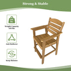 Poly Lumber Patio Bar Set, HIPS Outdoor Bar Stools with Table, Weather Resistant, for Poolside, Garden, Yard, Balcony (Teak Tone, 3 Piece)