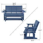 HDPE Patio Glider, Poly Lumber Weather-Resistant Outdoor Glider Bench, for Patio, Porch, Yard,  (Navy Blue, 2-Seater)
