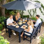 Poly Lumber Patio Dining Set, HIPS Outdoor Dining Table and Chairs, with Umbrella Hole, Weather Resistant (5 Piece, Navy Blue)