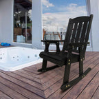 Fortune Candy Wooden Patio Rocking Chair with Comfortable Backrest Inclination, High Backrest and Deep Contoured Seat, Solid Fir Wood, Heavy Duty 600 LBS (Black, 2 Pieces)