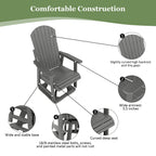 HIPS Swivel Patio Glider, Poly Lumber Weather Resistant Outdoor Chair, for Patio, Porch, Yard (Gray)