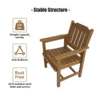 Poly Lumber Patio Dining Chair Set of Two, HIPS Outdoor Dining Chairs, Weather Resistant, Slat Back (2 Piece, Teak Tone)