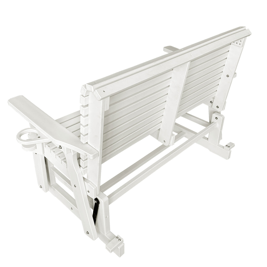 HDPE Patio Glider, Poly Lumber Weather-Resistant Outdoor Glider Bench, for Patio, Porch, Yard (Ivory White, 2-Seater)