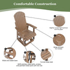 HIPS Swivel Patio Glider, Poly Lumber Weather Resistant Outdoor Chair, for Patio, Porch, Yard (Brown)