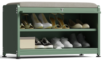 Storage Cabinet with 3 Tier Shoe Rack Green