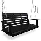 Wooden Porch Swing, Ergonomic Seat, Bench Swing with Hanging Chains and 7mm Springs, Heavy Duty 800 LBS, for Outdoor Patio Garden Yard (Black, 2-Seater Extra Large)