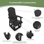 HIPS Swivel Patio Glider, Poly Lumber Weather Resistant Outdoor Chair, for Patio, Porch, Yard (Matte Black)
