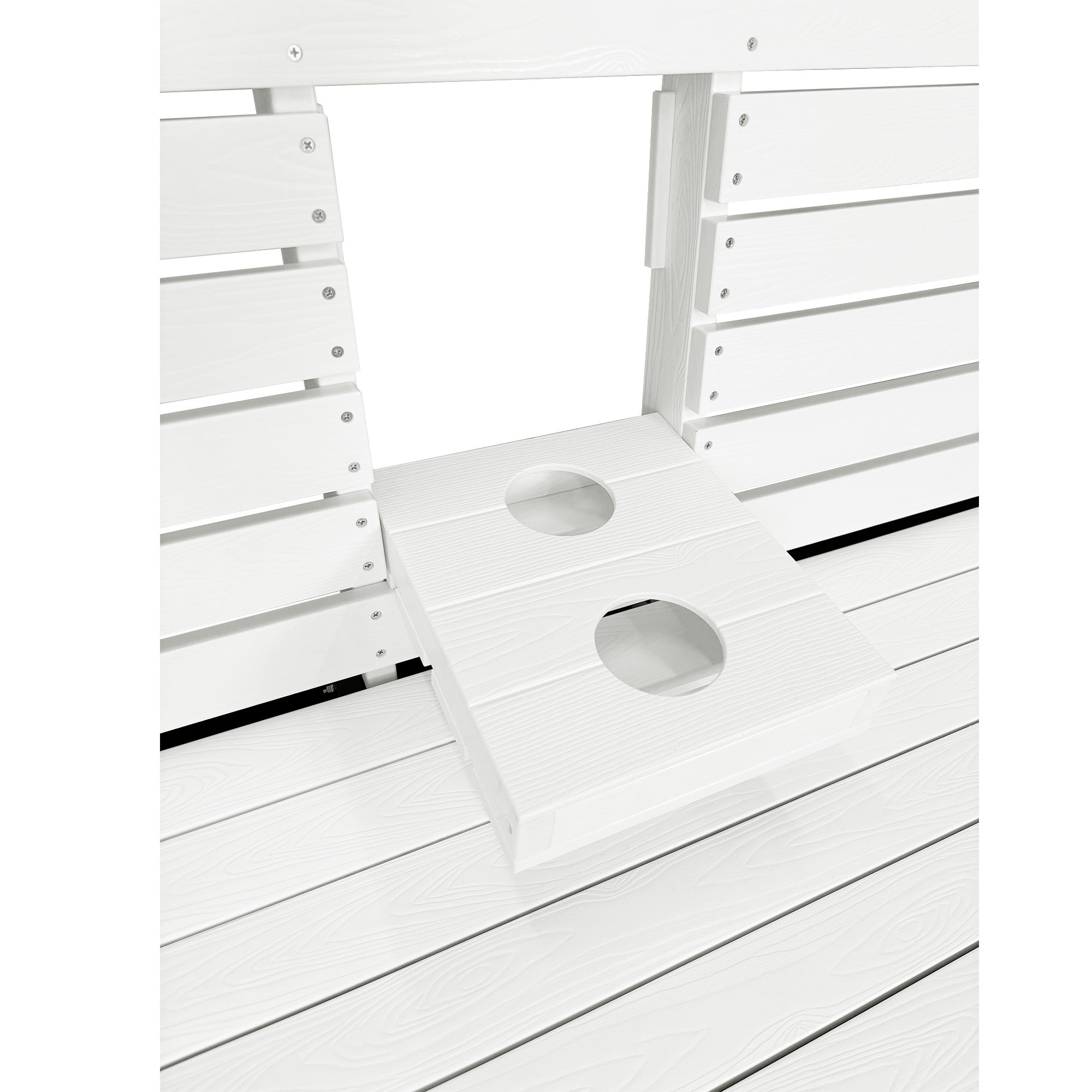 Poly Lumber 3-Seat Porch Swing, HIPS 5-Feet Bench Swing with Foldable Cup Holders,18/8 Stainless Steel Hardware, High Backrest and Deep Contoured Seat, Snow White