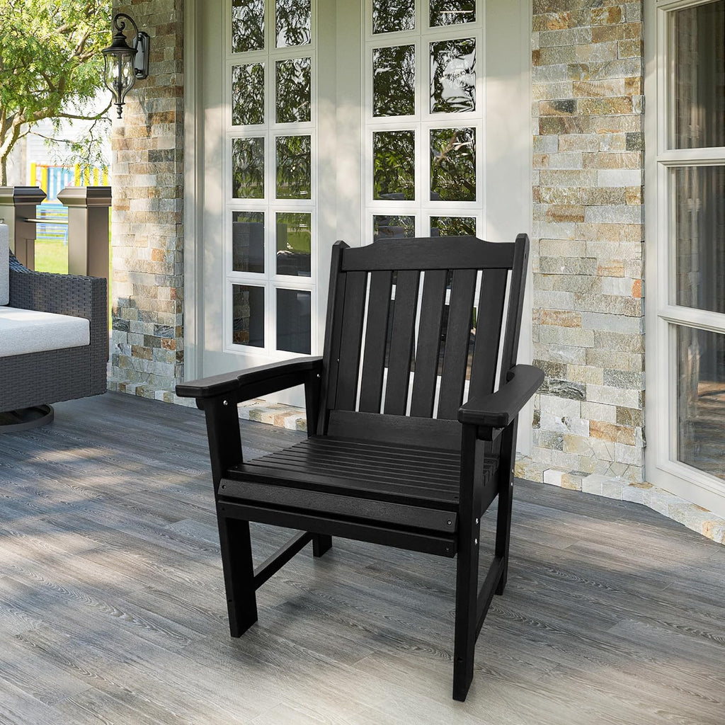 HDPE Patio Dinning Chair, Outdoor Chair with 18/8 Stainless Steel Hardware, Heavy Duty 600 LBS, for Outdoor Patio Garden Yard (Carbon Black)