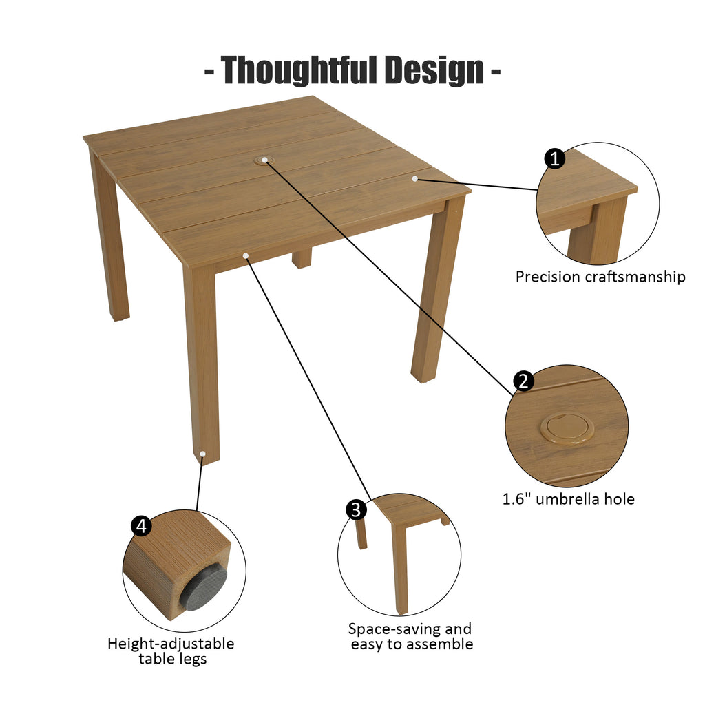 Poly Lumber Patio Dining Table, 36.2-Inches HIPS Outdoor Dining Table with Umbrella Hole, Weather Resistant (Navy Blue, 1 Piece)（副本）