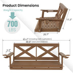 Fortune Candy HDPE Porch Swing with Cross Back, Weather-Resistant, for Outdoor, Patio, Porch, Yard