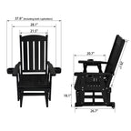 Fortune Candy Wooden Patio Glider for One Person, with High Back and Deep Contoured Seat, Solid Fir Wood, Heavy Duty 600 LBS, Black, 1-Seater